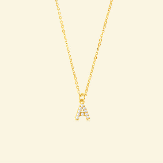 Petite Pearl Studded Letter Necklace