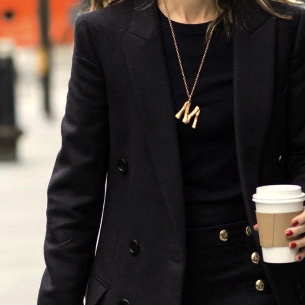 Gold Bamboo Letter Necklace