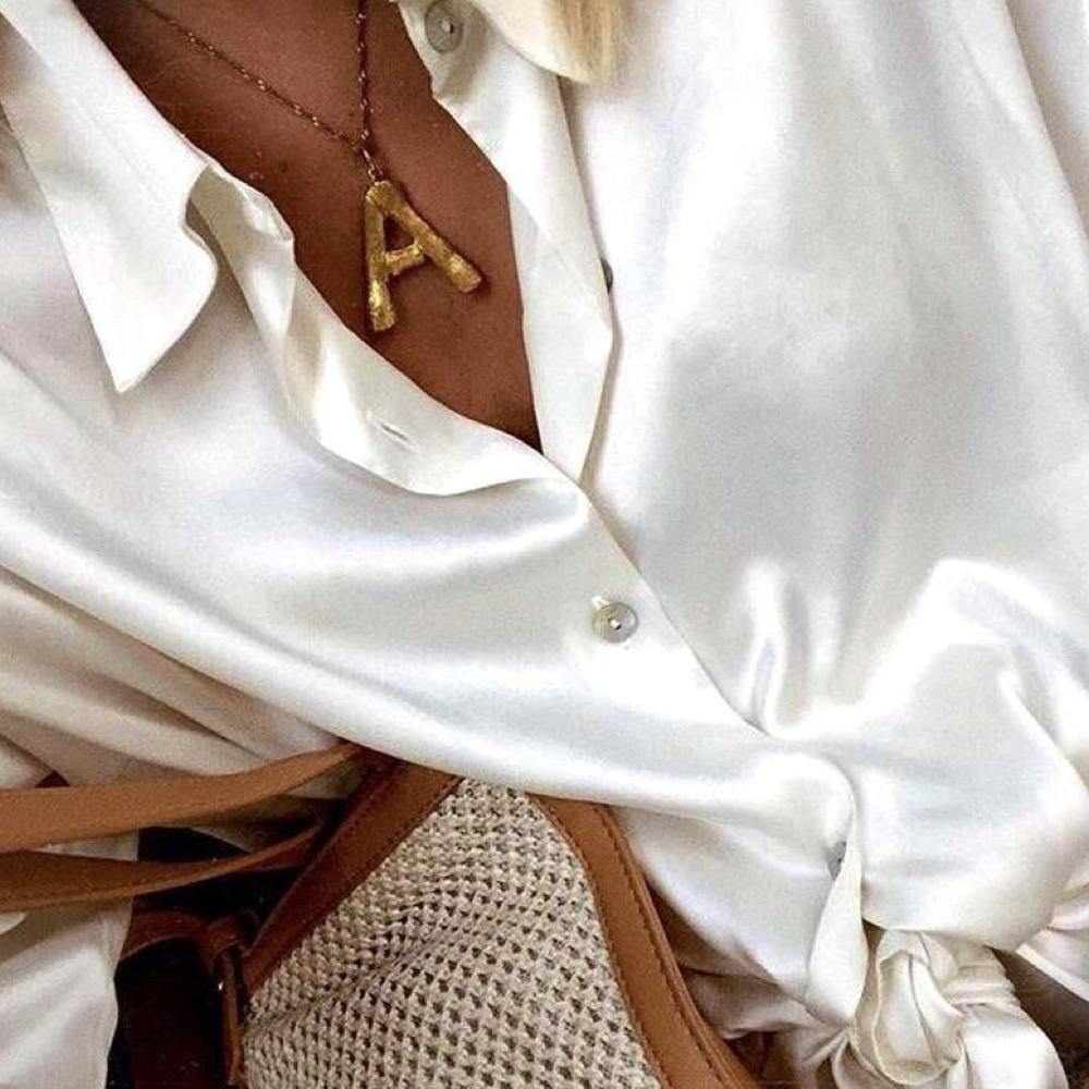 Gold Bamboo Letter Necklace (Pendant & Chain) - / SELF PROMOTION STUDIOS /