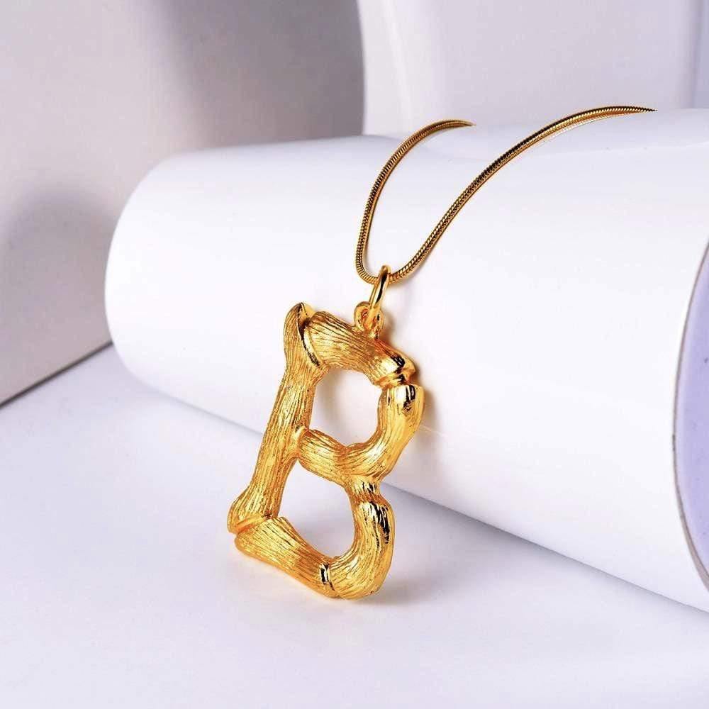 Gold Bamboo Letter Necklace