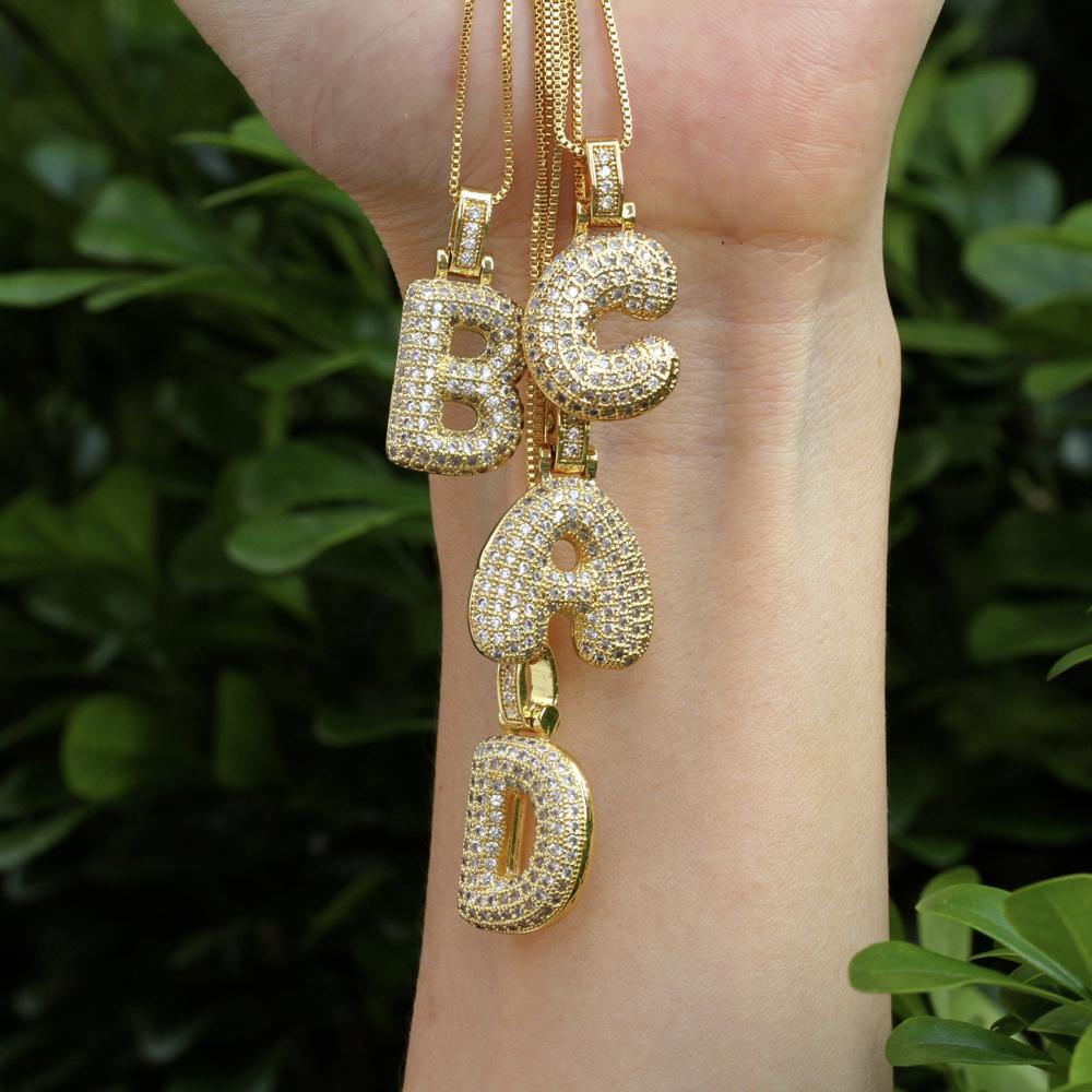 Gold Bubble Letter Necklace