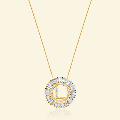 Diamond Halo Letter Necklace (Pendant & Chain)