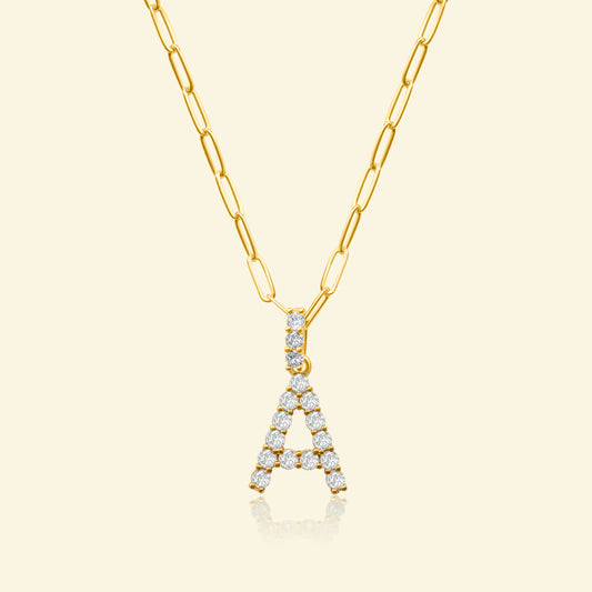 Diamond Studded Pavé Letter Necklace
