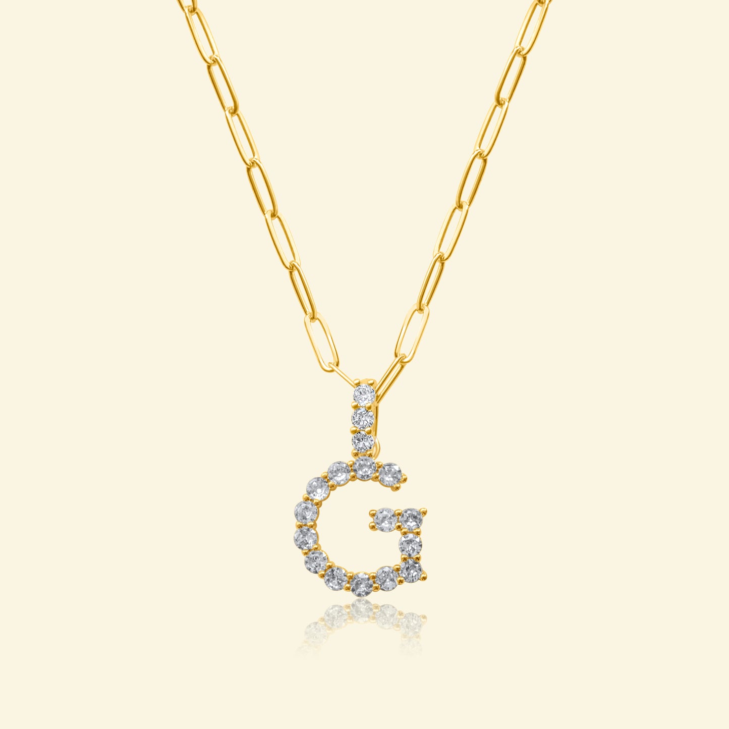 Diamond Studded Pavé Letter Necklace (Pendant & Chain)