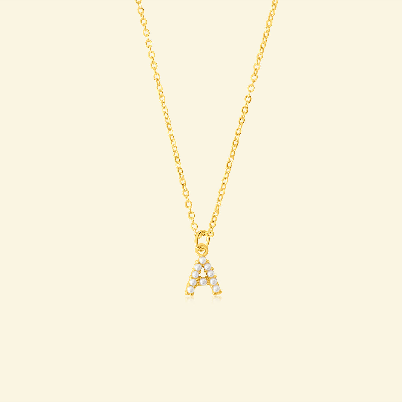 Petite Pearl Studded Letter Necklace (Pendant & Chain)