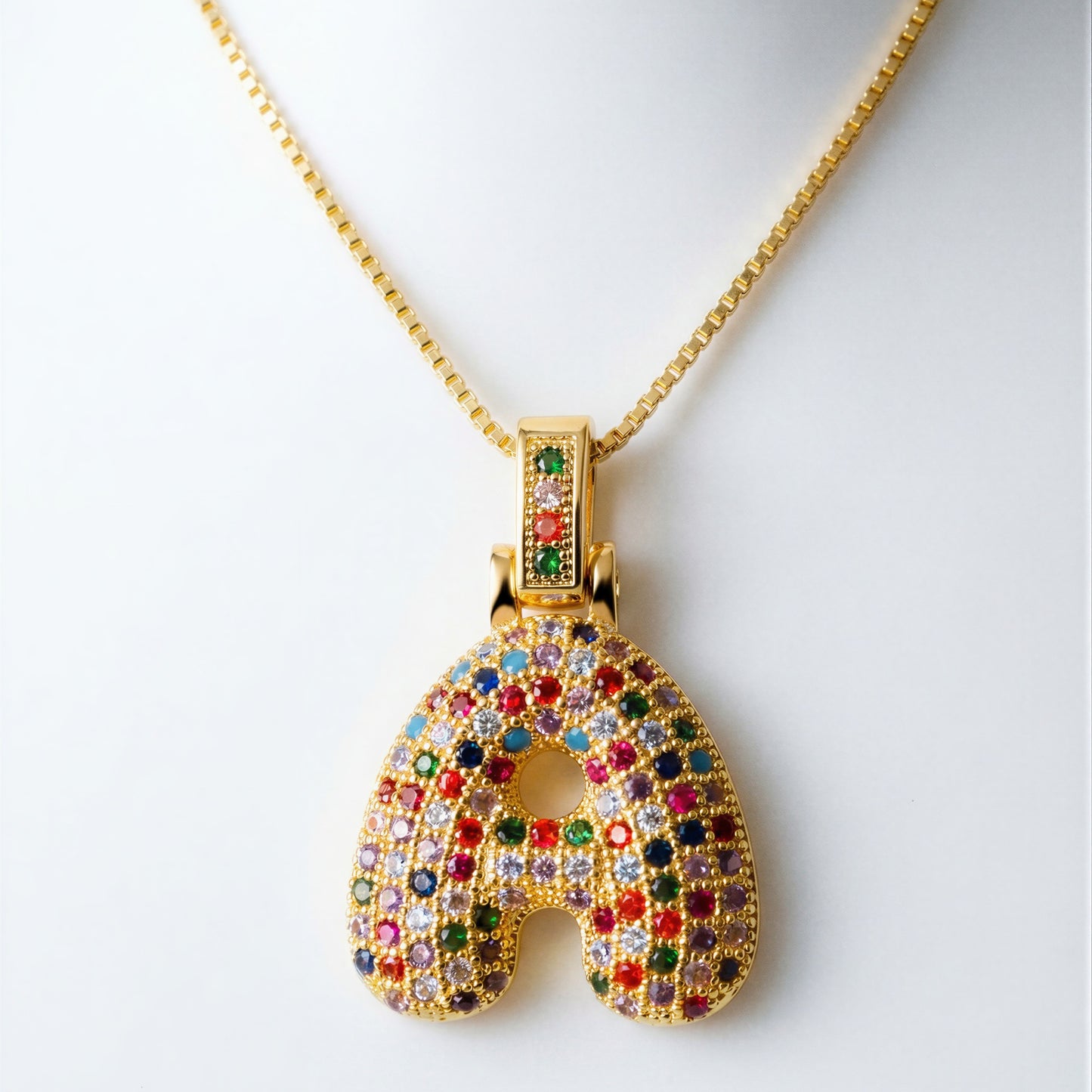 Colorful Bubble Letter Necklace — A