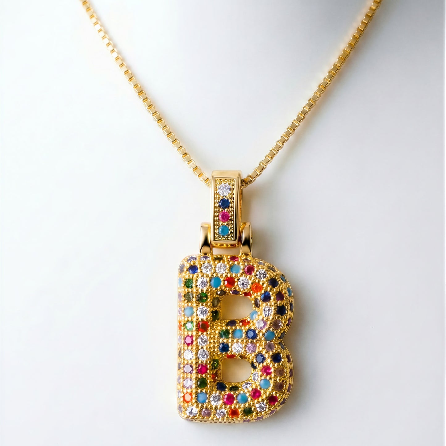 Colorful Bubble Letter Necklace — B