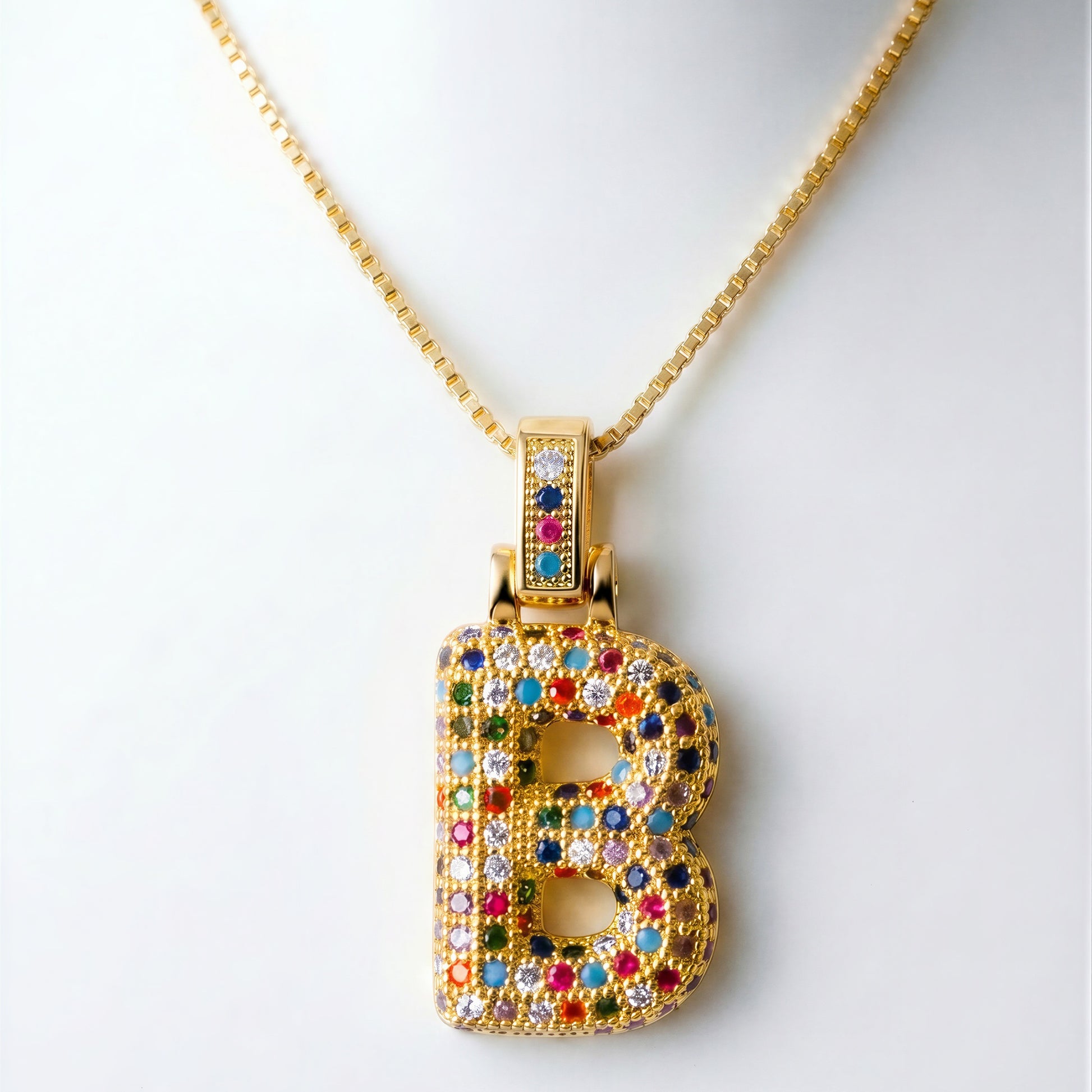 Colorful Bubble Letter Necklace — B