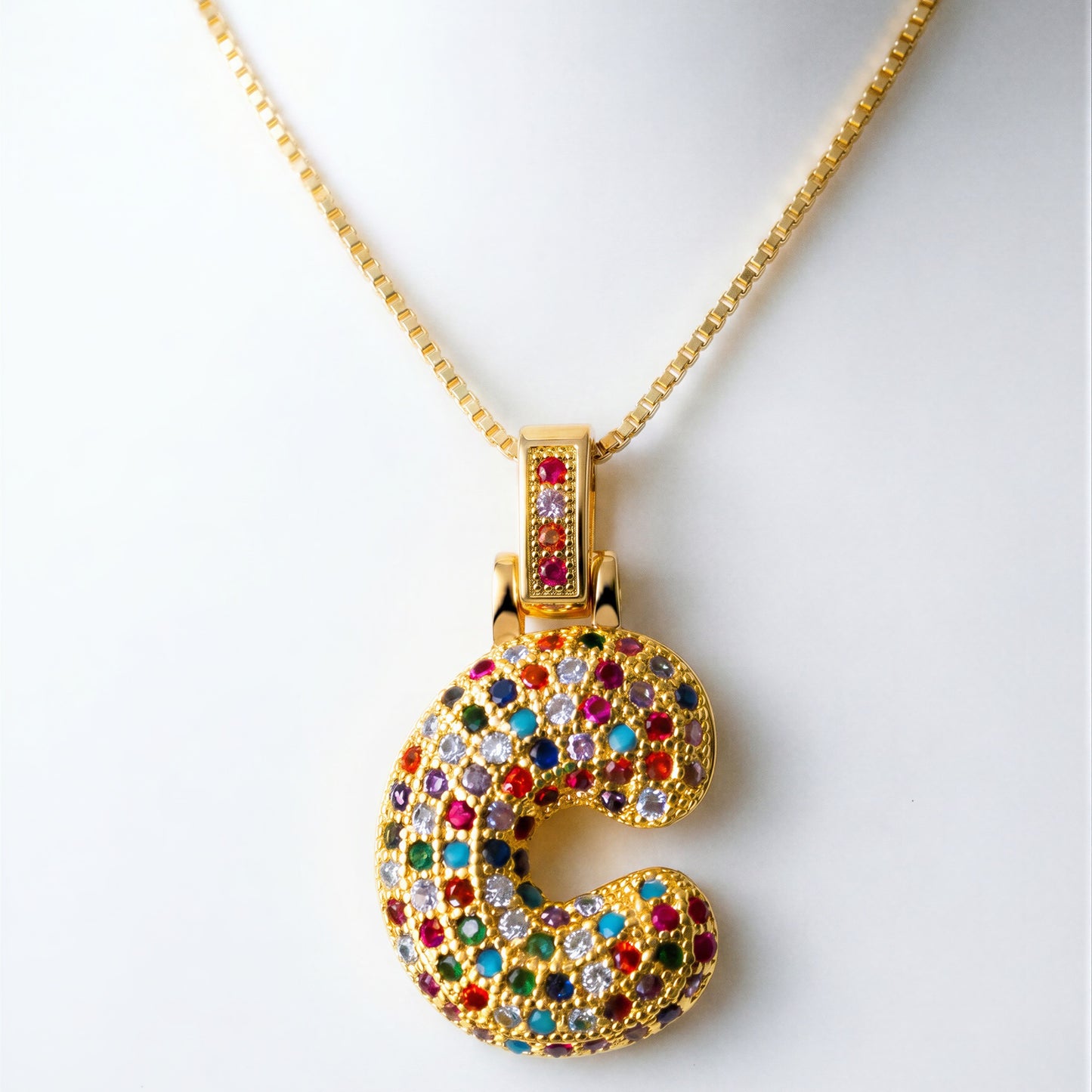 Colorful Bubble Letter Necklace — C