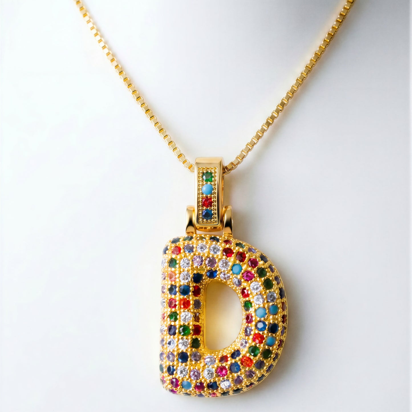 Colorful Bubble Letter Necklace — D