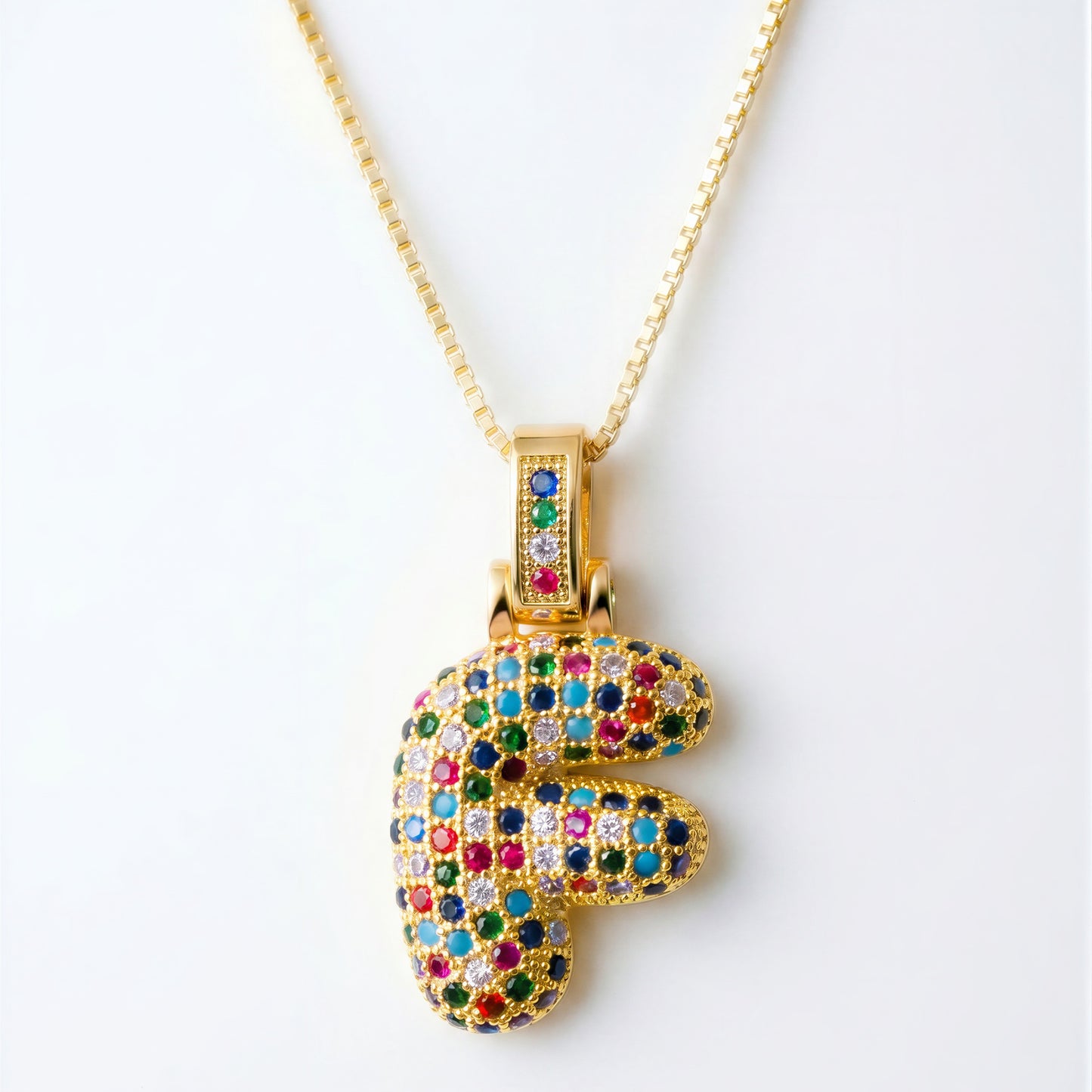 Colorful Bubble Letter Necklace — F