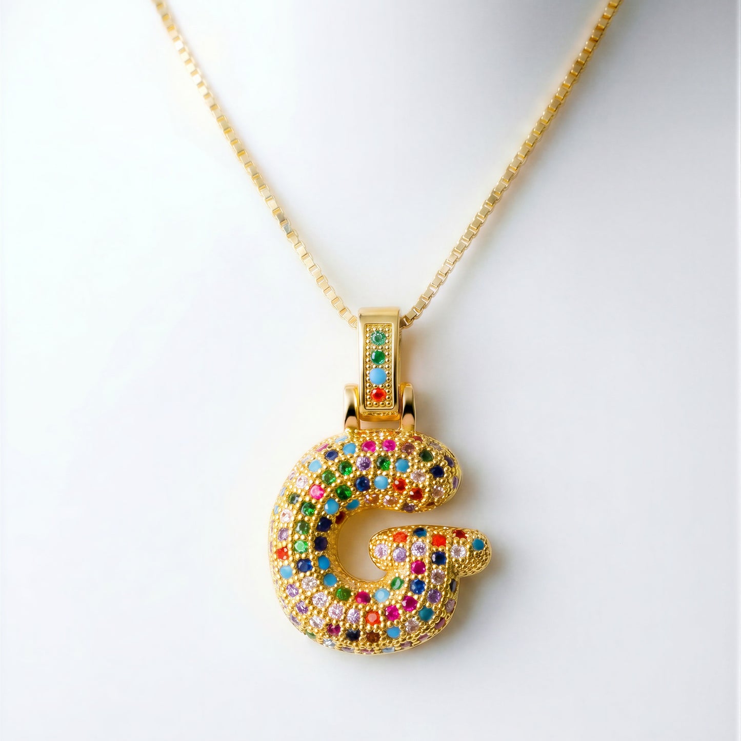 Colorful Bubble Letter Necklace — G
