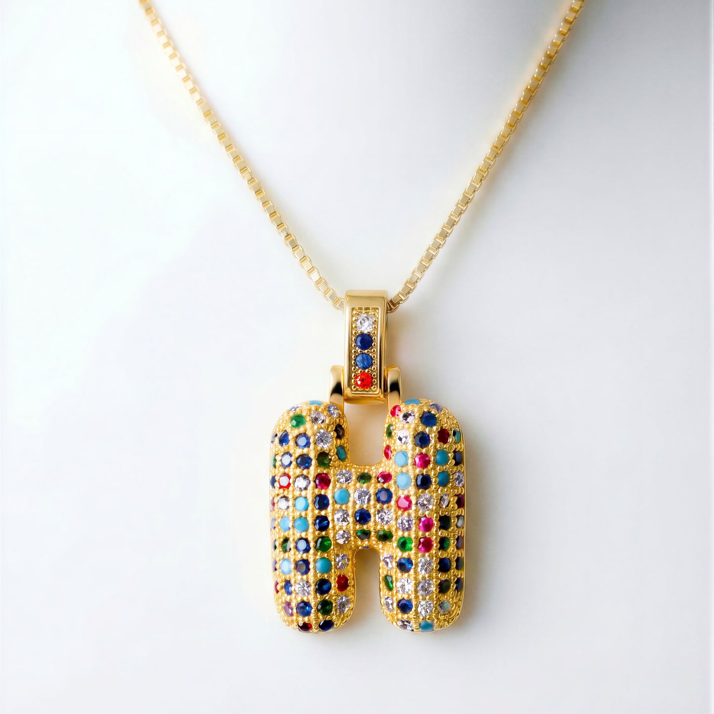 Colorful Bubble Letter Necklace — H