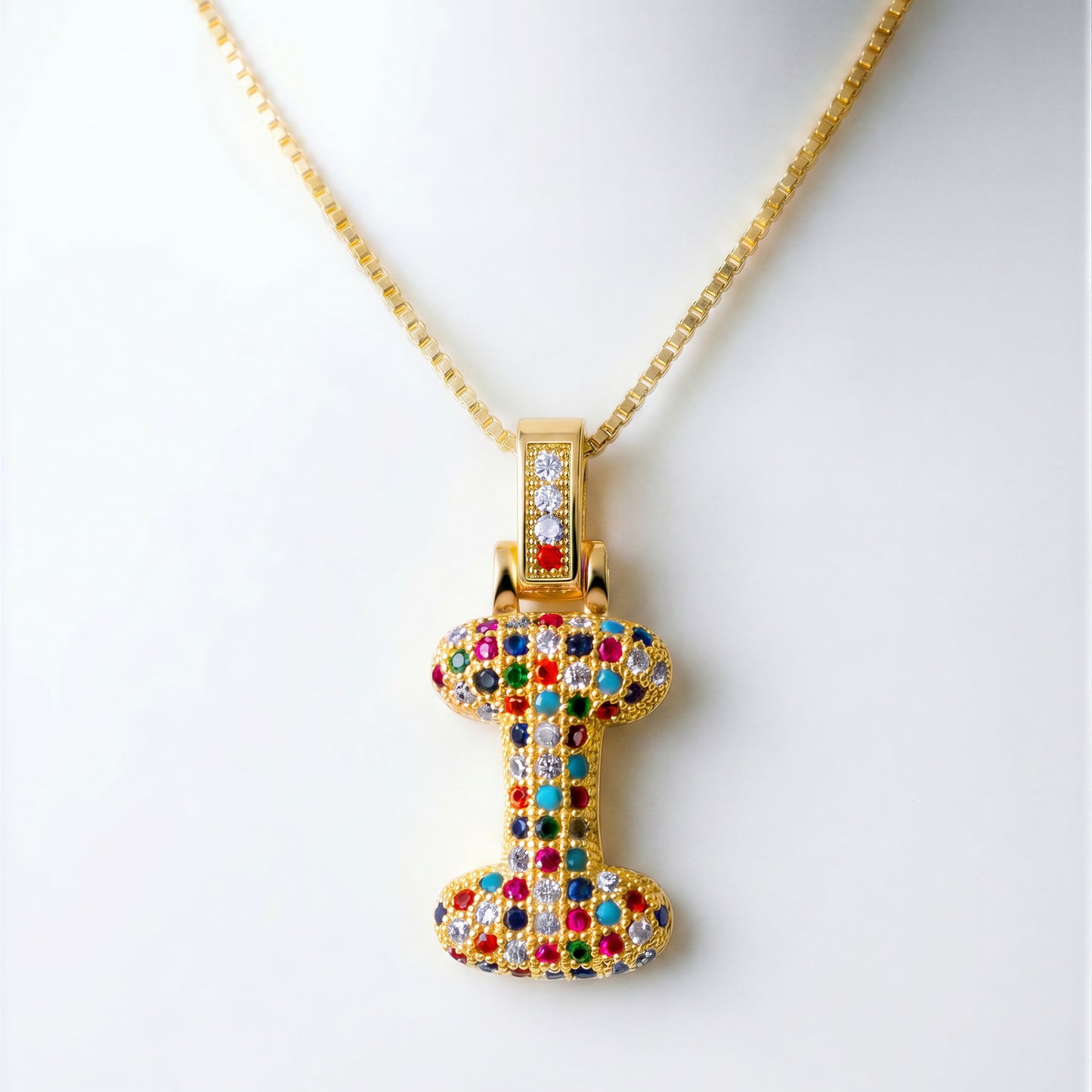Colorful Bubble Letter Necklace — I