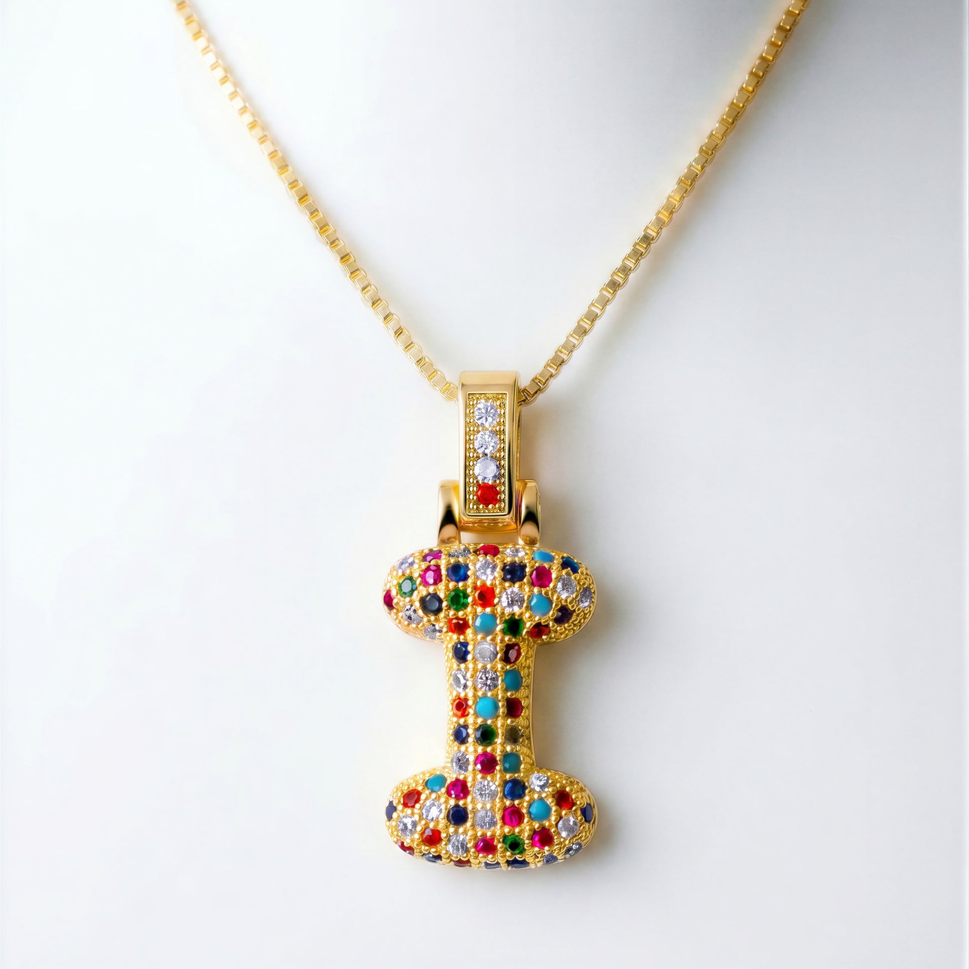 Colorful Bubble Letter Necklace — I