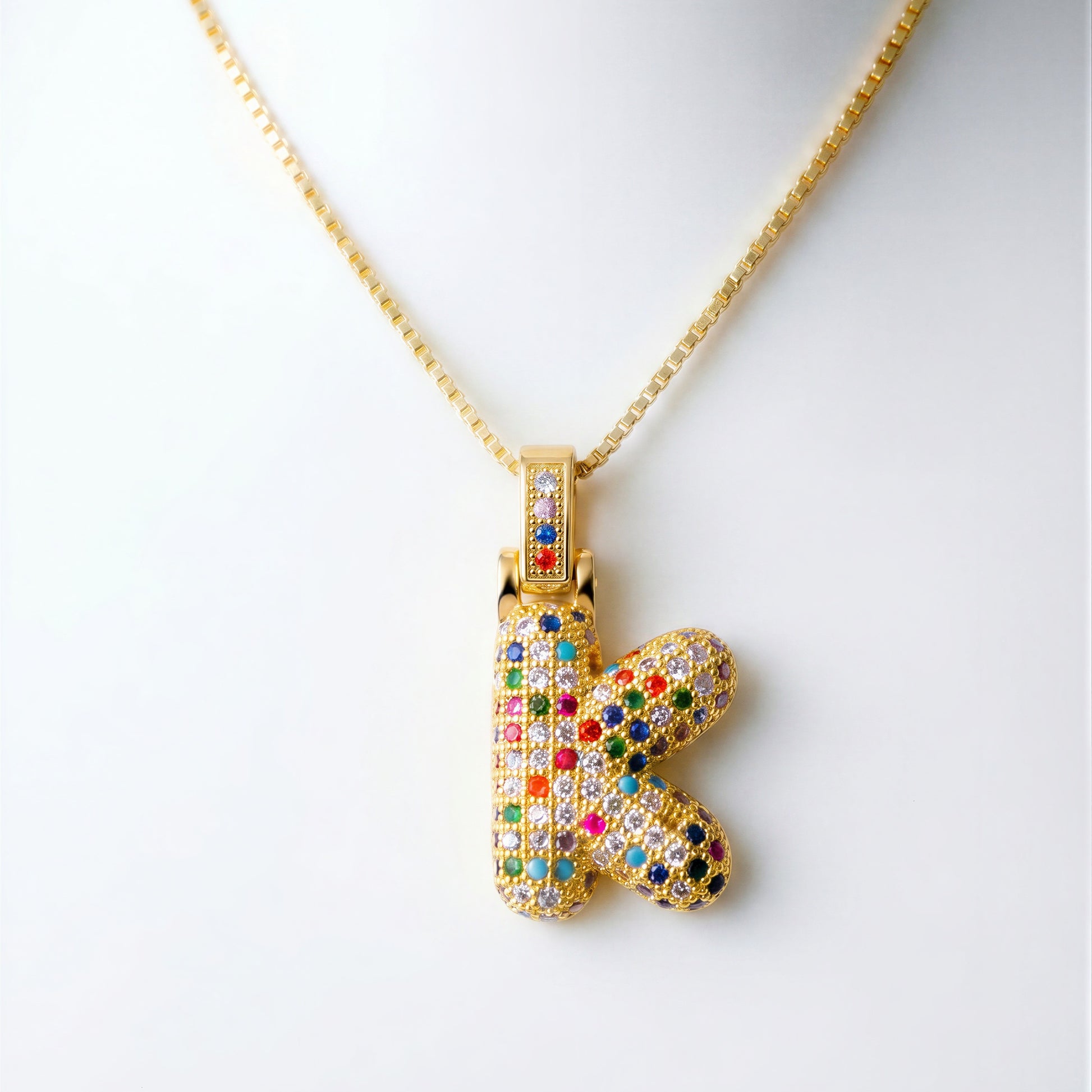 Colorful Bubble Letter Necklace — K