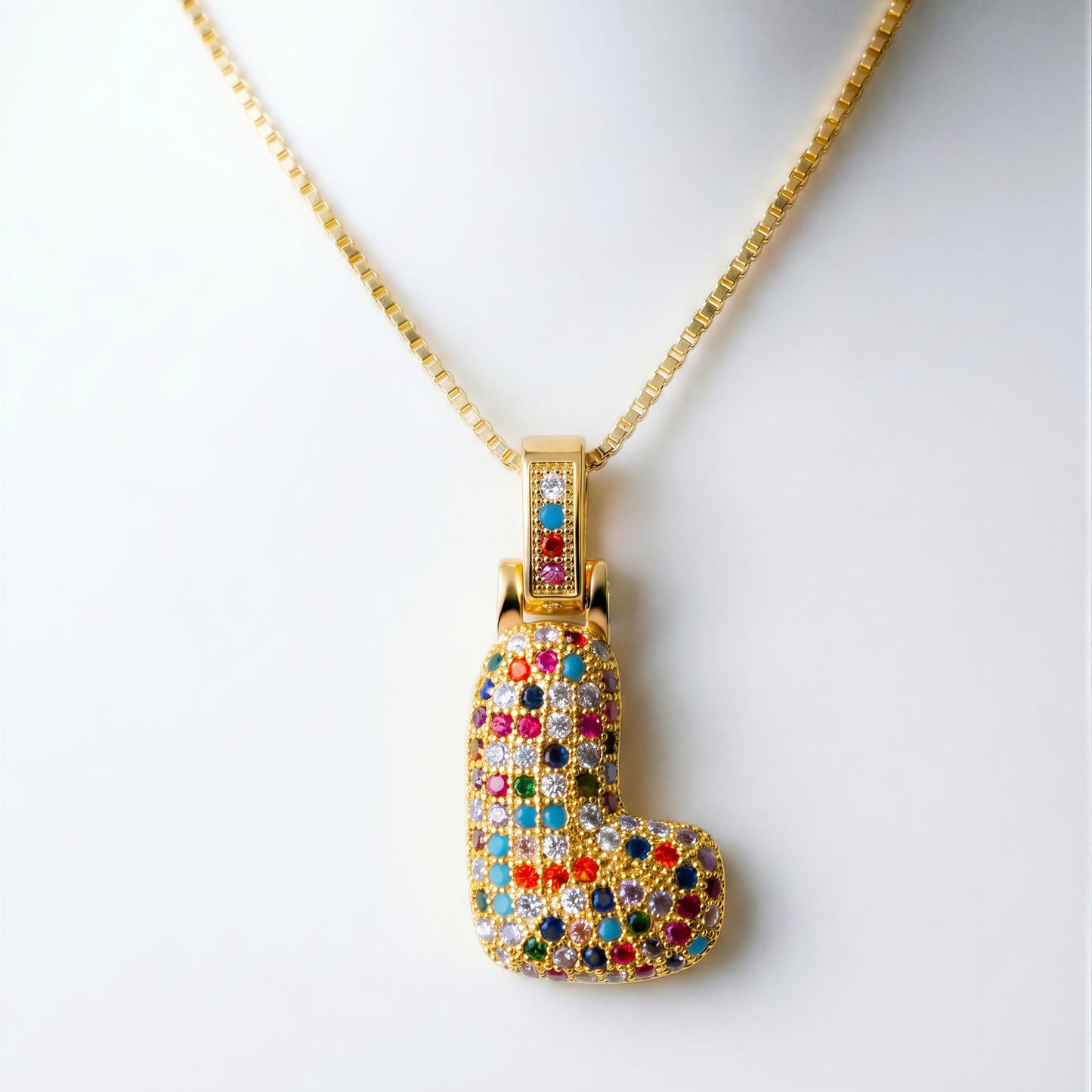 Colorful Bubble Letter Necklace — L