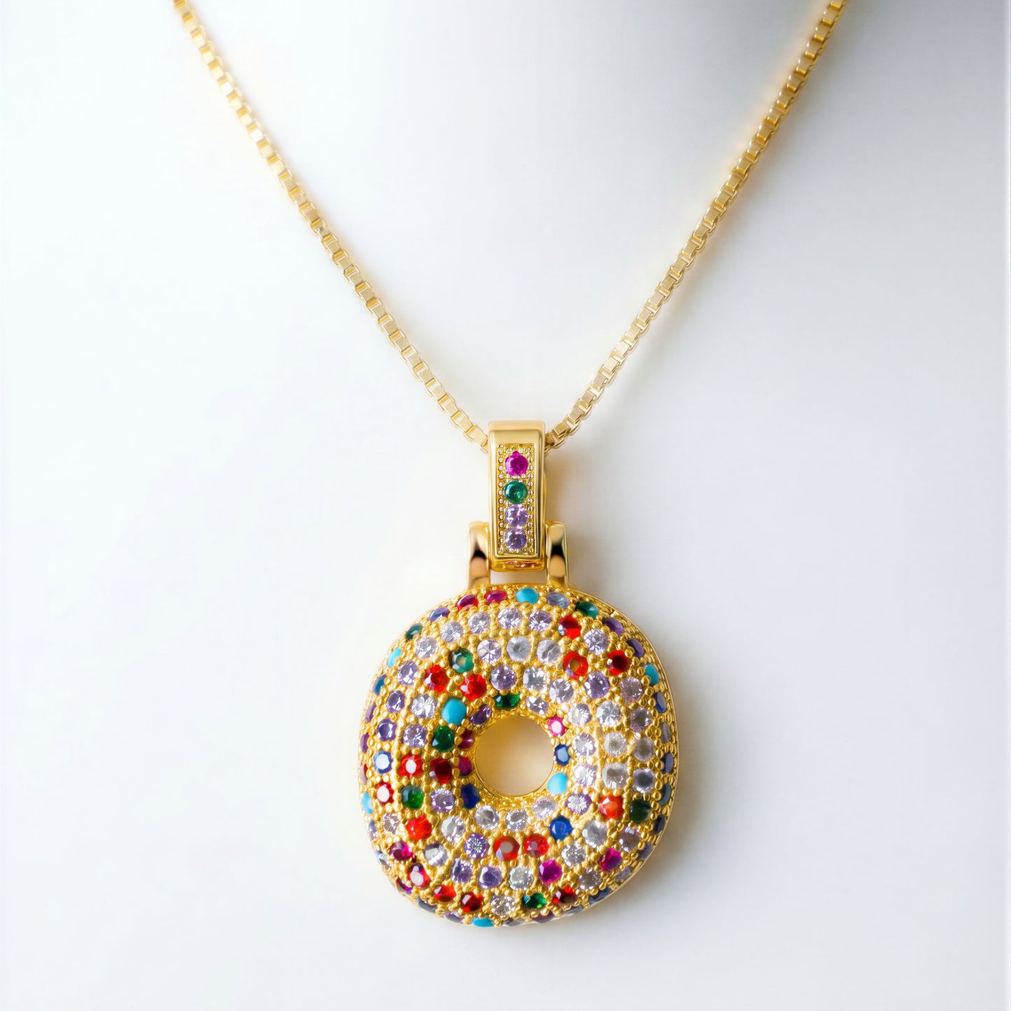 Colorful Bubble Letter Necklace — O