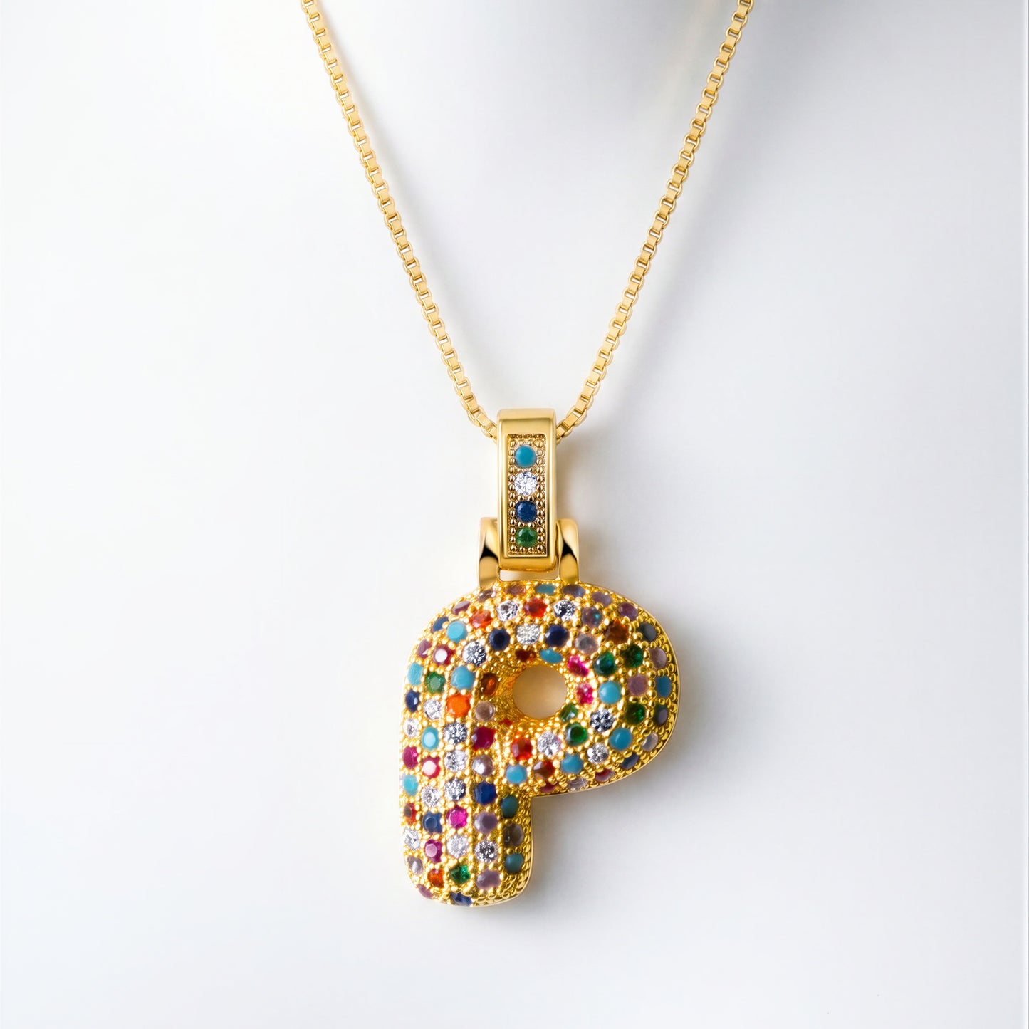 Colorful Bubble Letter Necklace — P