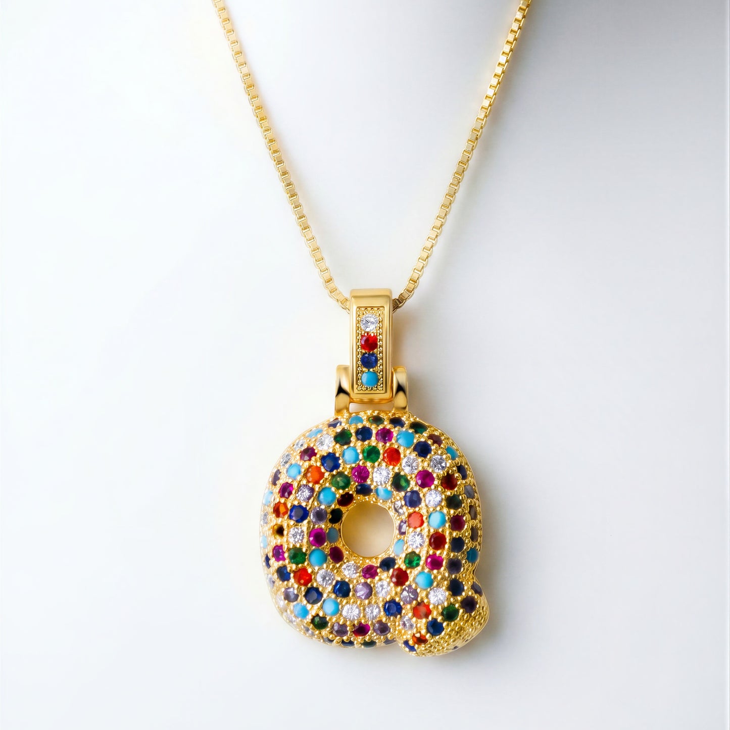 Colorful Bubble Letter Necklace — Q
