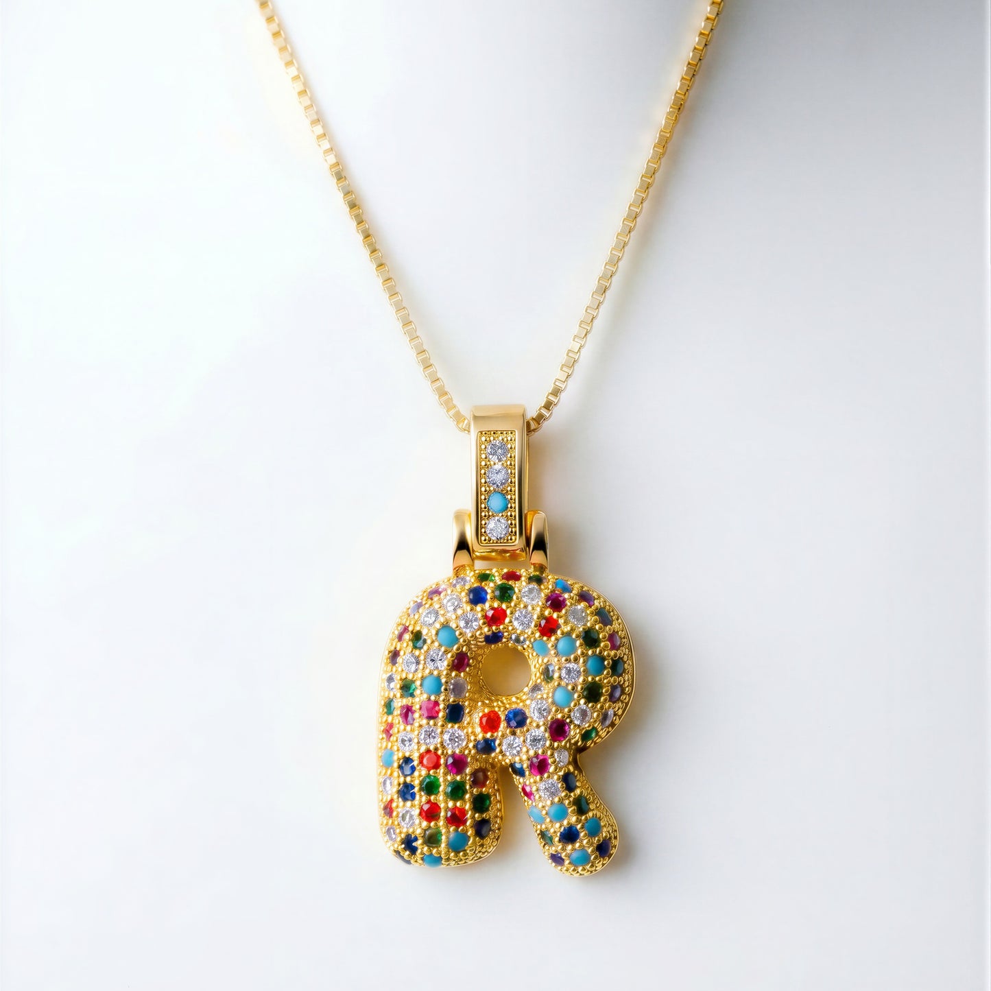 Colorful Bubble Letter Necklace — R