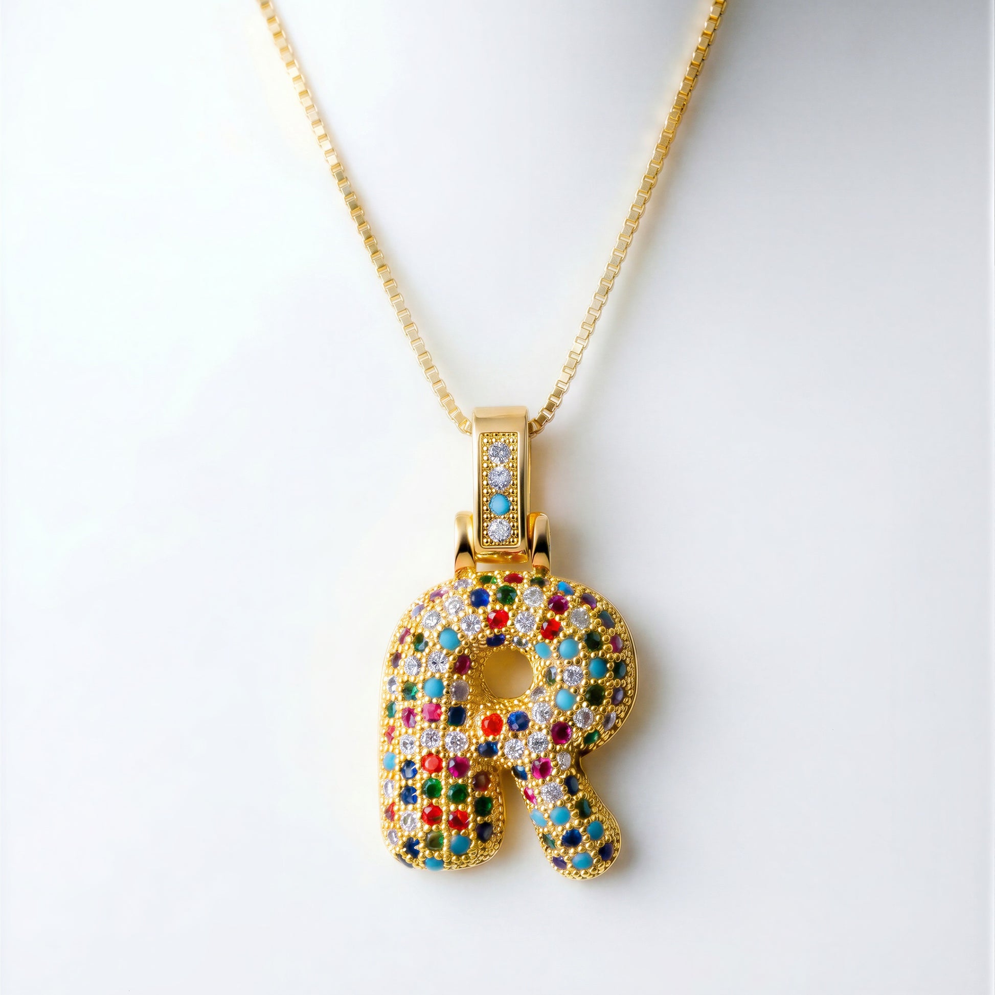 Colorful Bubble Letter Necklace — R