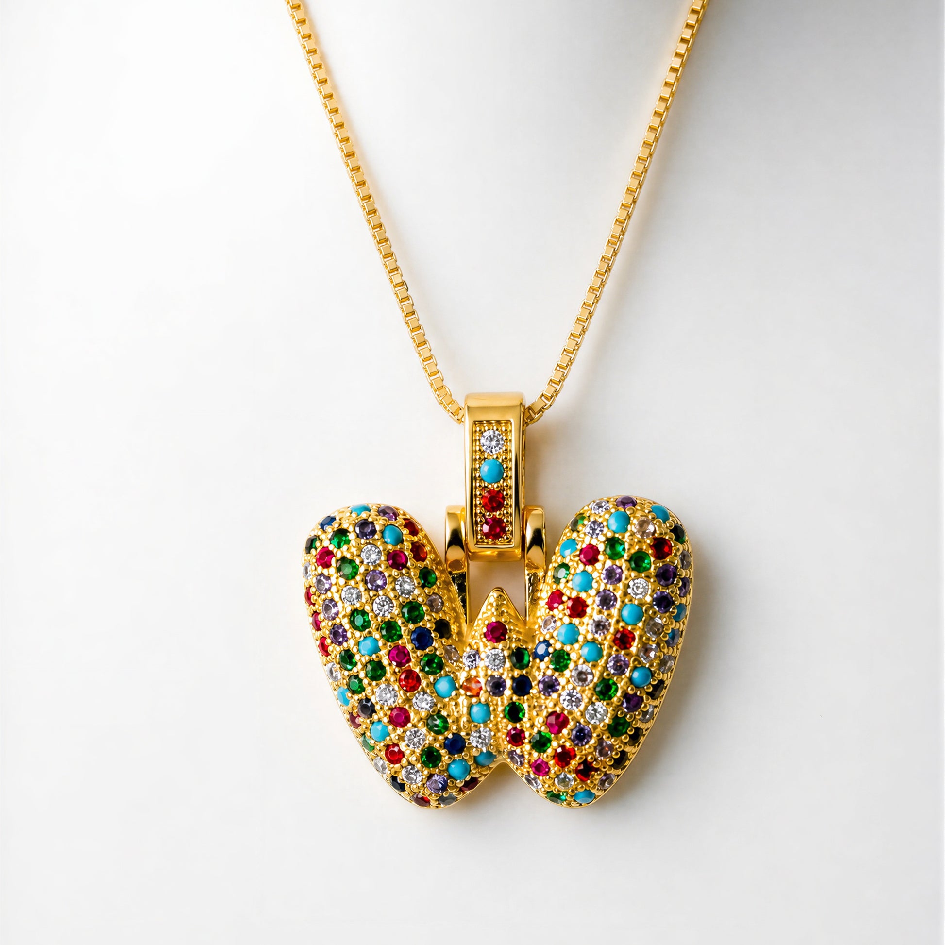 Colorful Bubble Letter Necklace — W