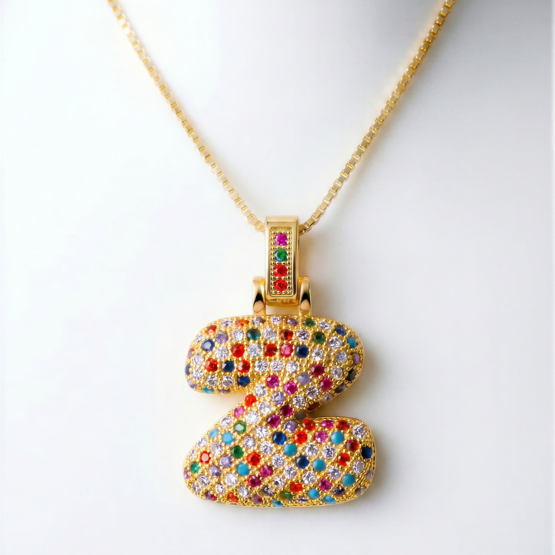 Colorful Bubble Letter Necklace — Z