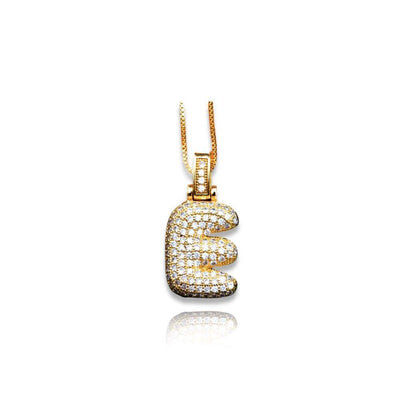 Gold Bubble Letter Necklace (Pendant & Chain)