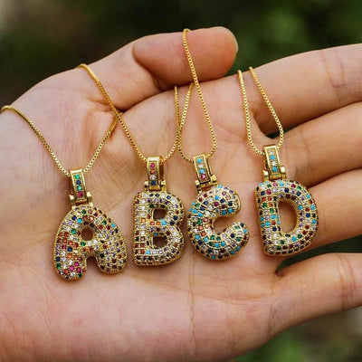 Colorful Bubble Letter Necklace (Pendant & Chain)